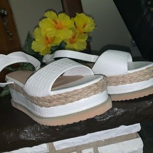 White platform sandals